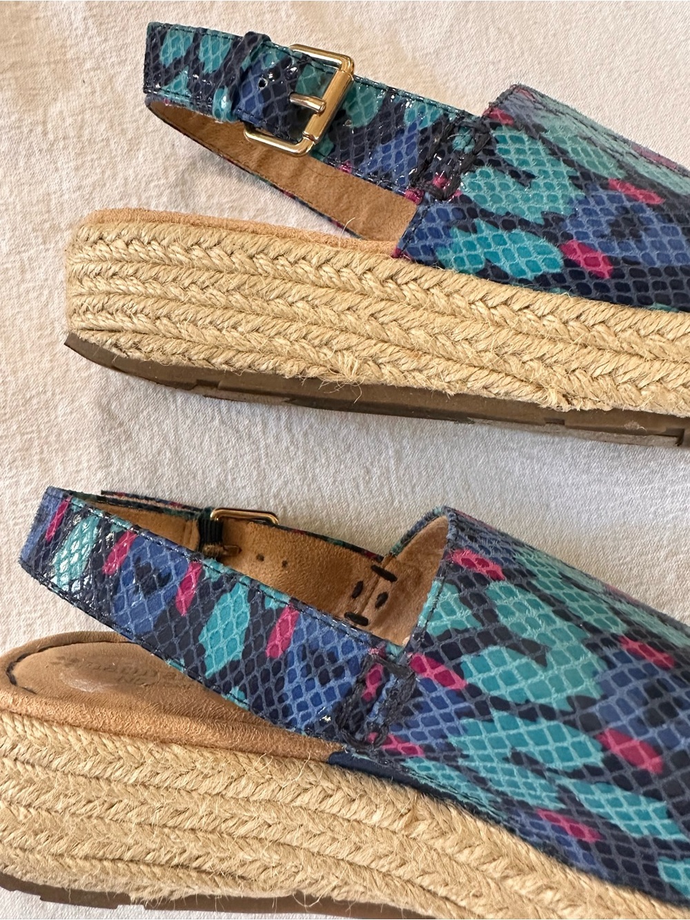 Naturalizer 7.5 Blue Snake-Print Espadrille Slingback Sandals - Picture 5 of 10